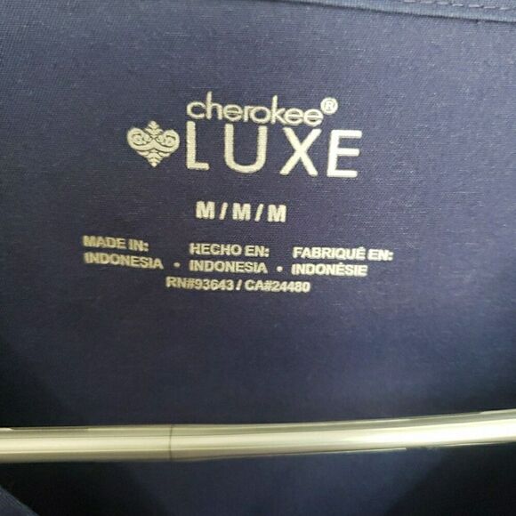 Cherokee Luxe Scrub Top Navy Scrubs Medical Vet Dental Womens Size M - Picture 5 of 6